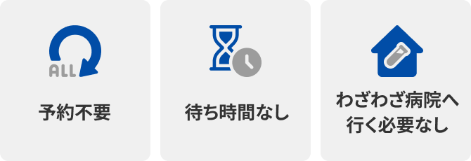 予約不要、待ち時間なし、わざわざ病院へ行く必要なし